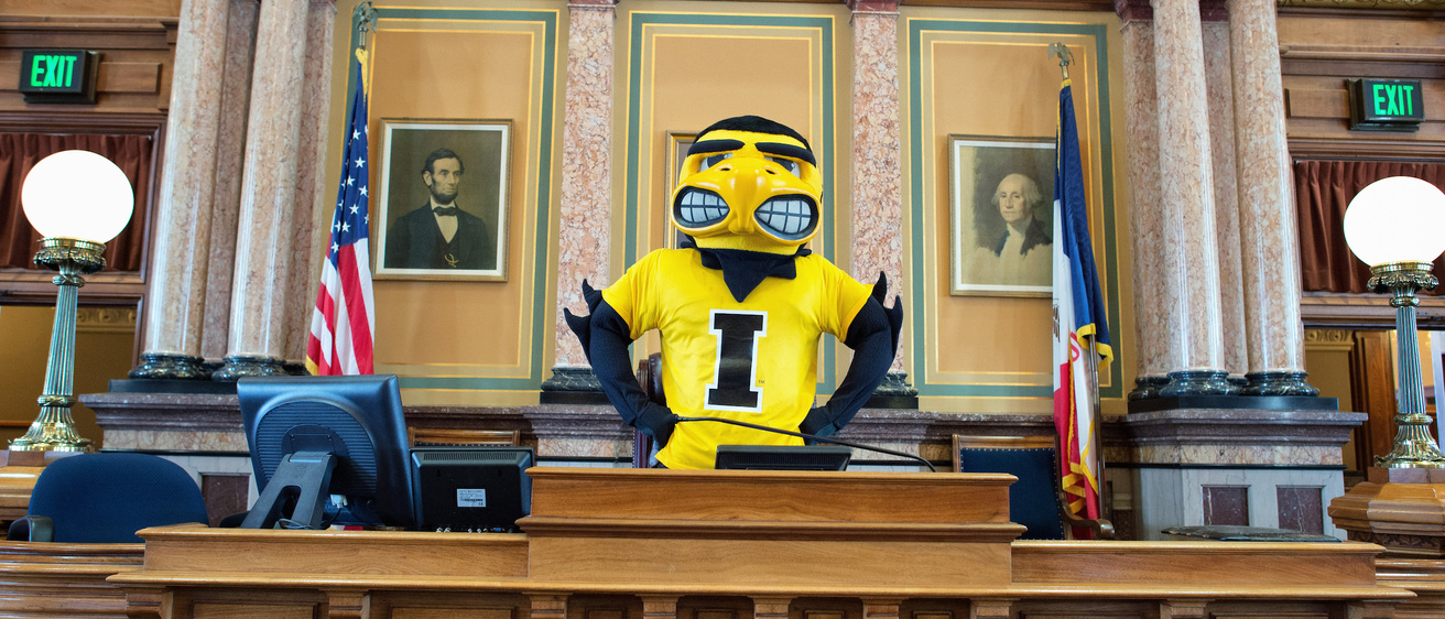Herky on floor of Iowa Capitol